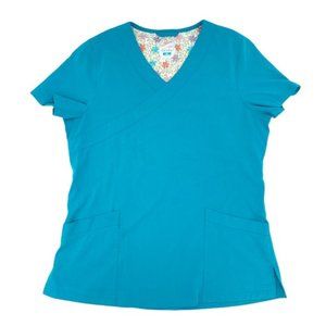 Dansko Women's Short Sleeve V-neck Button Back Nursing Scrub Top Size Medium